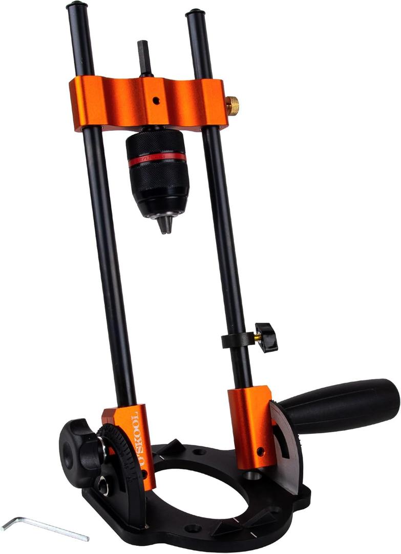 O'SKOOL Multi-Angle Drill Guide for Cordless Drills, Adjustable from 0 to 60 for Flat and Round Workpieces, DAB014