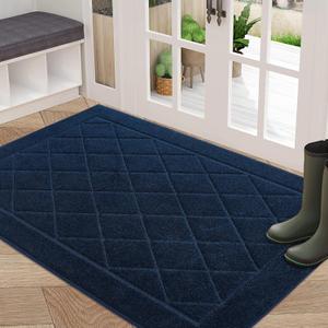 BEQHAUSE Dirt Trapper Door Mat 32" x 48", Doormat Non-Slip Entryway Rugs Washable, Dog Door Mat Stain Resistant and Absorbent Welcome Floor Mat for Front Back Door, Mud Wet Shoes & Paws, Navy Blue