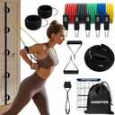 KANGFITER Door Anchor Strap and Resistance Bands for Working Out with Handles, Strength Training Equipment Exercise Bands for Full Body Workout, Non-Slip Multi Point Attachment for Home Gym Fitness