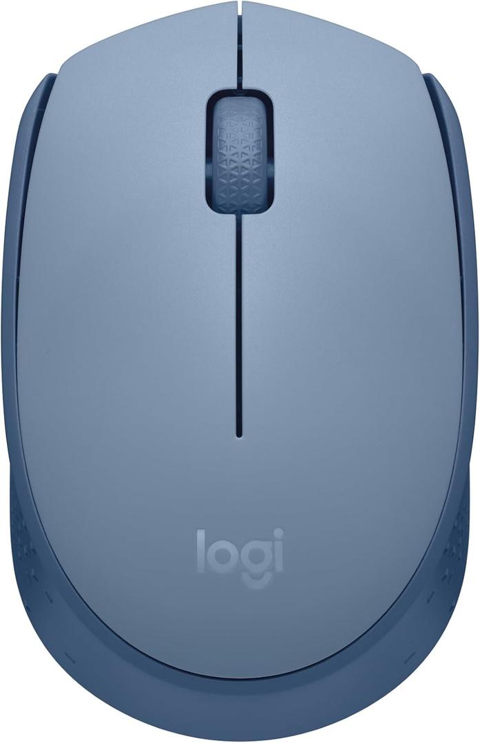 Logitech M170 Wireless Mouse for PC, Mac, Laptop, 2.4 GHz with USB Mini Receiver, Optical Tracking, 12-Months Battery Life, Ambidextrous - Blue Grey