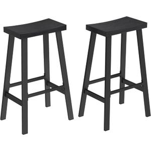 VASAGLE Bar Stools Set of 2, Counter Height Stools, Bar Chairs with Footrest, 29.1 Inches Tall Kitchen Breakfast Stools, Industrial, Living Room Party Room, Black ULBC094B56