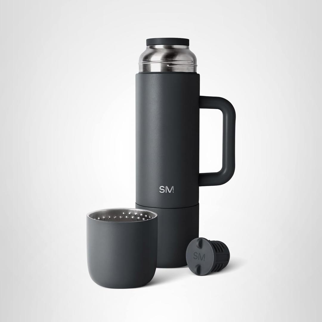 Simple Modern 36oz Insulated Hot Beverage Bottle with 2 Mugs | Travel Coffee Thermos for Hot Drinks | Twist and Pour Top | Commute, Travel, and Picnic Friendly | Roam Collection 
