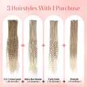 30 Inch 30 Strands SE Dreadlock Extensions,3 In 1 Mixed Synthetic Dreads Extensions,Light Brown to Blonde Curly&Straight&Boho Single Ended Dreads Extensions Hippie Style Dreadlock for Women