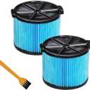 VideoPUP 2PCS VF3500 Replacement Vacuum Cleaner 3-Layer Wet Dry Vacuum Filters Vacuum Cartridge Filter Compatible with 3-4.5 Gallon HEPA Media Filter with 1PC Brush (2pcs)