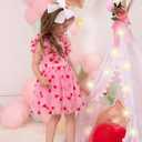 Kids Valentines Day Dress for Girls Ruffle Sleeveless Red Heart Print Birthday Tulle Princess Dress Party Tutu Dresses (Pink)