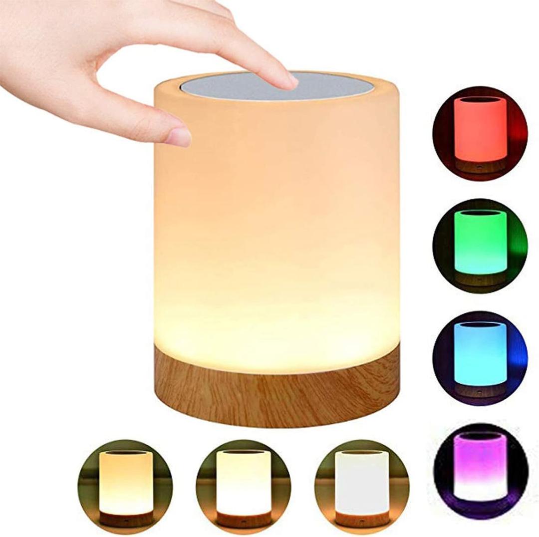 Night Light Touch Sensor Lamp Bedside Table Lamp for Kids Bedroom Rechargeable Dimmable Warm White Light and RGB Color Changing