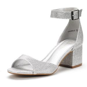 DREAM PAIRS Womens ChunklePump (7.5, Silver/Glitter)