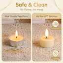 Eywamage Ivory Flameless Wax Tealights with Remote Batteries, Realistic Flickering LED Tea Votive Candles Set of 10