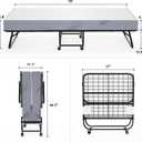 Rollaway Bed with Mattress for Adults, Folding Bed with Memory Foam Mattress and Sturdy Metal Frame, Cot Size Portable Guest Bed on Wheels with Storage Cover, 75” x 31” | Washable Cover, Lockable Wheels