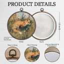 Giosve Vintage Fox Round Wall Art Canvas Framed Poster, Farmhouse Rustic Cottagecore Fox Woodland Animals Hanging Wall Sculptures for Home Bedroom Living Room Decor, 10x10 Inch