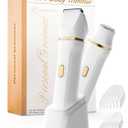 Bikini Trimmer for Women Painless, IPX7 Waterproof Rechargeable Electric Shaver Razors for Women, Pubic Hair Trimmer, Facial Hair Removal Cordless Ceramic Blade, Charge Dock, Gifts (White)