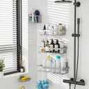 Moforoco Adhesive Shower Caddy Organizer Shelves Rack - 5 Pack Corner Bathroom Storage Organization, Home & Kitchen Decor Inside RV Accessories, Hanging First Apartment Household Camper Essentials, Black