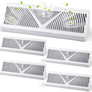 Yaocom 4 Pcs Baseboard Register Vent 18 Inch Duct Opening Size Baseboard Vent Covers Diffuser Adjustable Corner Return Air Grille for Home Floor Wall Air Flow Control(White)