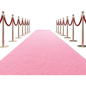 HOMBYS 450 GSM Extra Thick Carpet Runner for Partys & Events 3x15 ft, Non-Slip Rubber Backed Aisle Runway Rug for Step, Proposal & Wedding Decorations, Hollywood Oscars Runway, (Pink,3x15 ft) (3x15 Feet)