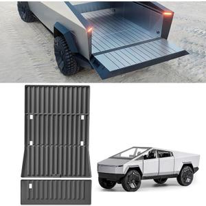 LUCKEASY 2pcs Truck Bed Mat Compatible with 2023 2024 Tesla Cybertruck Bed Mat TPE Heavy Duty Truck Bed Protector All Weather Protection Rear Truck Liner Pickup Car Bed Cargo Mat (Black)