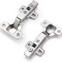 Probrico (4 Pieces Clip On Full Overlay Frameless Furniture Cabinet Door Concealed Hinges Nickel Plated Cabinet Hardware