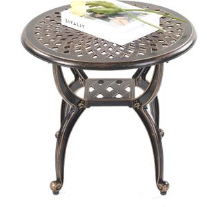 Mandolin Outdoor Patio,Rust -Resistant Cast Aluminum Side Table,Weather Resistant End TableCoffee Table Perfect for Patio, Backyard Or Garden. (Aluminum Round, Copper)