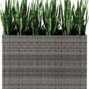 LEWIS&WAYNE Tall Planters for Outdoor Plants Handmade Wicker Large Rectangular Block Planter Box with Removable Liners Modern Planter for Indoor Outdoor Patio Deck - Gray