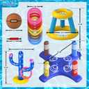 Max Fun Pool Toys Games Set, Inflatable Cross Ring Toss Games, Floating Pool Basketball Hoop, Inflatable Cactus Pool Floats for Kids Teens Adults Swimming Water Toys (3-Piece Set)
