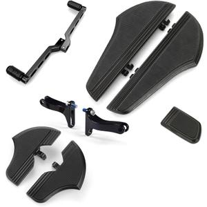 For Harley Davidson Floorboards Touring Street Road Glide Passenger Defiance Floorboards Motorcycle Footboards (All Black, Rider+Passenger+Shifter+pedal)