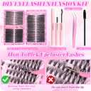 Lash Clusters Kit, 560 Pcs Eyelashes Clusters Kit 9-16mm Individual Volume Lash Extension Kit D Curl Fluffy Wispy False Eyelashes (40D+60D+80D New, With Bond & Seal Tweezers Brush)