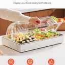 VEVOR Countertop Food Serving Display Container, 1 x 1 Pan Stainless Steel Food Serving Tray, Buffet Condiment Dispenser Display Rack with Clear Lid & 3 Ice Trays, for Restaurant Hotel Kitchen Party