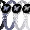 Wepro 20mm Thin Braided Silicone Band: for Samsung Watch Bands Women for Galaxy Watch 7 6 5 4 FE 40mm 44mm 6 4 Classic 43mm 47mm 42mm 46mm 5 Pro 45mm 3 41mm Active 2, Slim Heart Lace Breathable Strap
