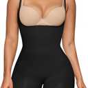 SHAPERX Open Bust Shapewear Tummy Control Bodysuits for Women Seamless Compression High Waisted Body Shaper (Small-Medium, Black(Shorts))