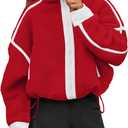 Womens Sherpa Fleece Jacket Zip Up Fuzzy Casual Oversized sweatshirts with Pockets Fall Winter Cozy Outerwear (Large, Red)
