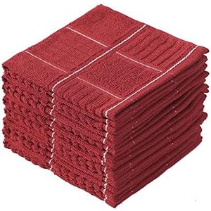 Glynniss Kitchen Dish Cloths for Washing Dishes, Cotton Dish Rags for Drying Cleaning, Pack of 8 Dishcloths (red, 12x12 inches)