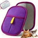 Pet Hair Removal Glove - Electrostatic Cat Dog Hair Remover Glove, Reusable Magic Brush Pet Hair Remover Tool for Couch, Carpet, and Car Seat (Purple)