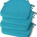 Shinnwa Kitchen Chair Cushions Set of 4, Non-Slip Dining Chair Cushions with Ties and Machine Washable Cover, 4 Pack, 17 x 16.5 x 2in, Teal