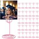 Rtteri 30 Pcs Grad Cap Graduation Picture Display 2 Inch Pink Photo Holders for Centerpieces Graduation Table Number Holders Card Stands for Class of 2026 Grad Party Supplies