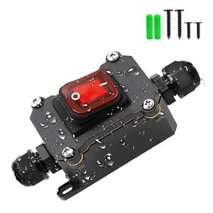 IP67 Waterproof Inline Switch with Red Light Rocker Button, On Off Toggle Switch for AC/DC 20A-125V,16A-250V,30A-24V,35A-12V DPST, Outdoor/Indoor Two-Side Entry & Exit Line