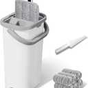 Wall Mop and Bucket Set: Wringing Wall Scrubber for Bathroom Cleaning Floor Mop with Spinner for Kitchen Lovely Gift for Women 6 Reusable Pads