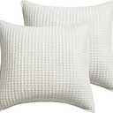 Levtex Home - Mills Waffle - Euro Sham (Set of Two) - Cream - Sham Size (26x26in.), No Insert