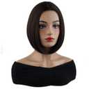 MAGQOO Dark Brown Wig for Women Dark Brown Bob Wig Short Straight Dark Brown Wig Middle Part Synthetic Heat Resistant with Wig Cap