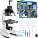 100X-1200X Kids Microscope Kit for Children: Compound Microscope for Kid STEM Biology Discovery - Science Experiments Microscopio Set with Metal Frame, Carrying Box Educational Gift for Child 8-12