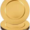 12 Pack Gold Plastic Charger Plates, 13" Round Gold Charger Plates for Wedding, Catering Event, Tabletop Decor