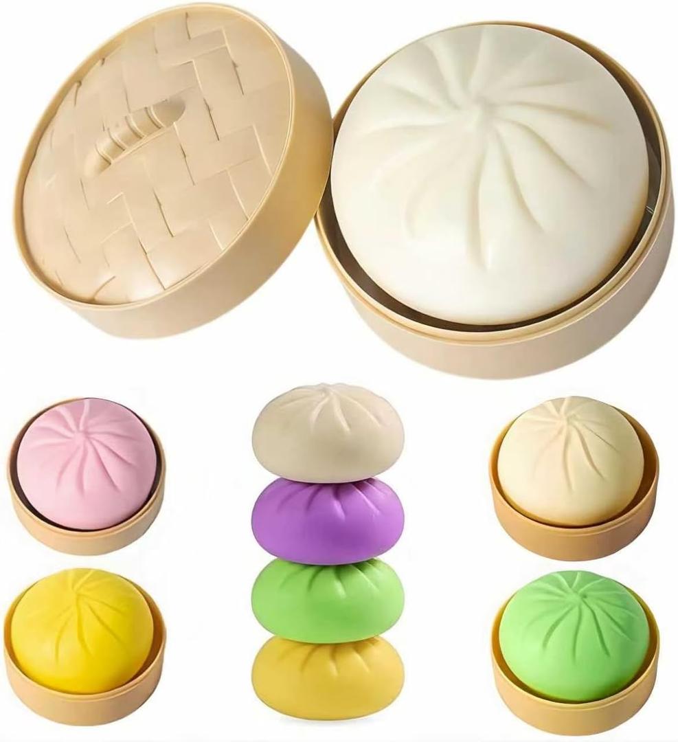 Dumpling Squishy Mystery Dumpling Squishy Stress Balls Fidget Sensory Toy Soft Squeeze Decompression Dough (White)