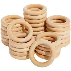 Wooden Rings for Crafts, Macrame, Crochet, Jewelry Making, Natural Unfinished 3 Inch Wood Rings (75mm, 28 Pack)