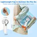 2 x Portable Handheld Fan 5 Speeds, 3000mAh USB Rechargeable Mini Fan, LED Digital Display, Lightweight fan for Indoor Outdoor Travel/Camping/Office