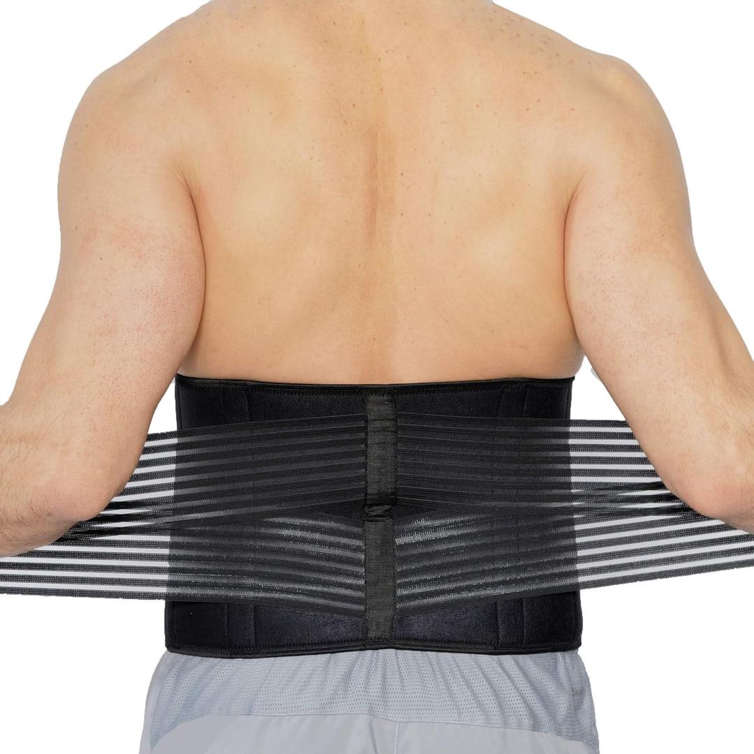NeoTech Care Neoprene Back Brace for Men or Women - Adjustable & Breathable Lumbar Support Belt for Lower Back Pain (Black, Size XXXXL)