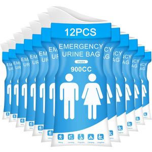 12PCS Disposable Urine Bags,Leakproof Emergency Pee Bag for Travel, Large