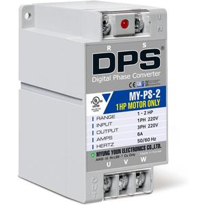 DPS 2HP My-PS-2 Used for 1HP(0.75kW) 3A Motor, Single to 3 Phase Converter, 1 DPS Must Be Used for 1 Motor Only, Input/Output 200-240V, UL Listed
