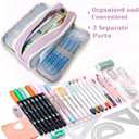 Pencil Case for Girls Women, Initial Pencil Pouch with Zipper, Cute Pencil Bag for School Supplies, Aesthetic Pen Case Box for Kids Teen Girls - C(Purple)