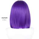 Half and Half Short Purple Anime Cosplay Wig Dark Purple Straight Bob Wigs + Red Gem + Wig Cap 14'' Synthetic Hair for Women Halloween Costumes Party
