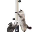 33'' Tall Cat Scratching Post for Adults Cats, Sturdy Large Scratch Pole with Hanging Ball with Fun Mouse Hole, Scratching Posts for Indoor with Durable Natural Sisal Rope (Darkgrey) (85*40*40)