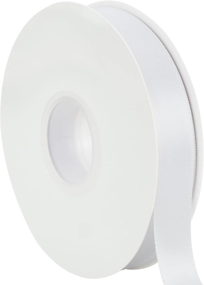 TONIFUL 7/8 Inch x 50yd White Satin Ribbon Thin Solid Fabric Ribbon for Gift Wrapping, Floral Bouquets, Bows and Craft Making, Christmas Valentines Birthday Wedding and Party Decoration