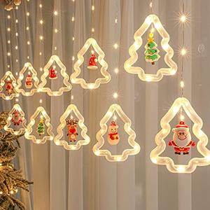 AODINI Christmas Lights, 120 LED 9.84 Feet Long Decorations With Flashing Bubble and 10 Cute Round Lights, Extendable for Indoor, Outdoor (White)